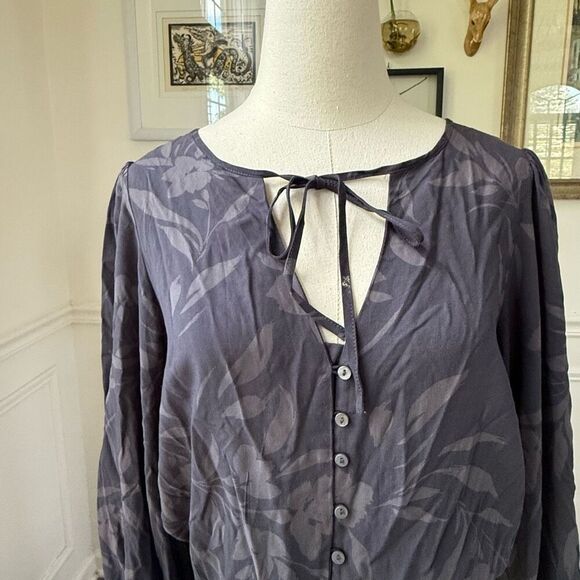 Z Supply Camila Mini Dress Shadow Grey Floral L - Picture 3 of 11